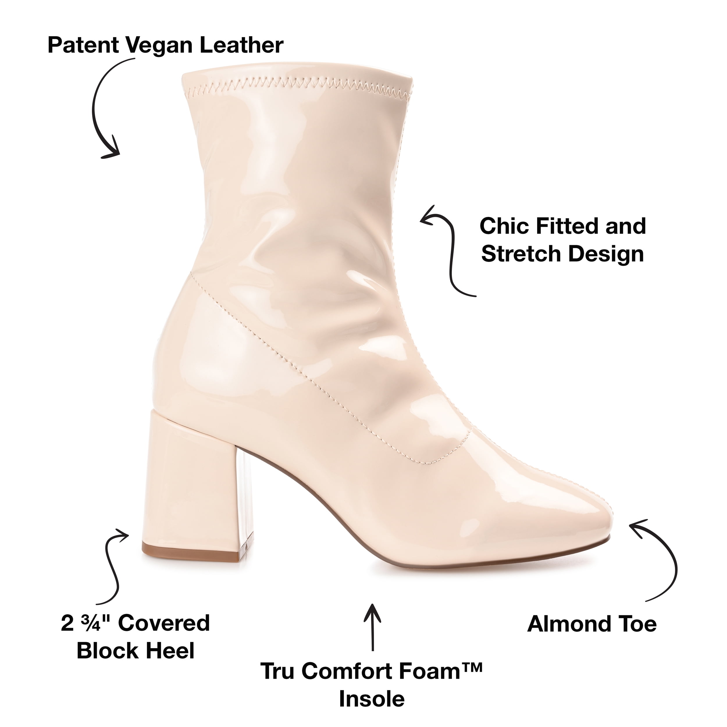 Journee Collection Womens Reice Square Toe Block Heel Ankle Booties