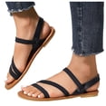 thumbnail image 3 of Bmisegm Women's Woven Strappy Flat Sandals Summer Holiday Fashion Wear Clip Toe Beach Shoes Womens Sandals Summer Black 8.5, 3 of 5