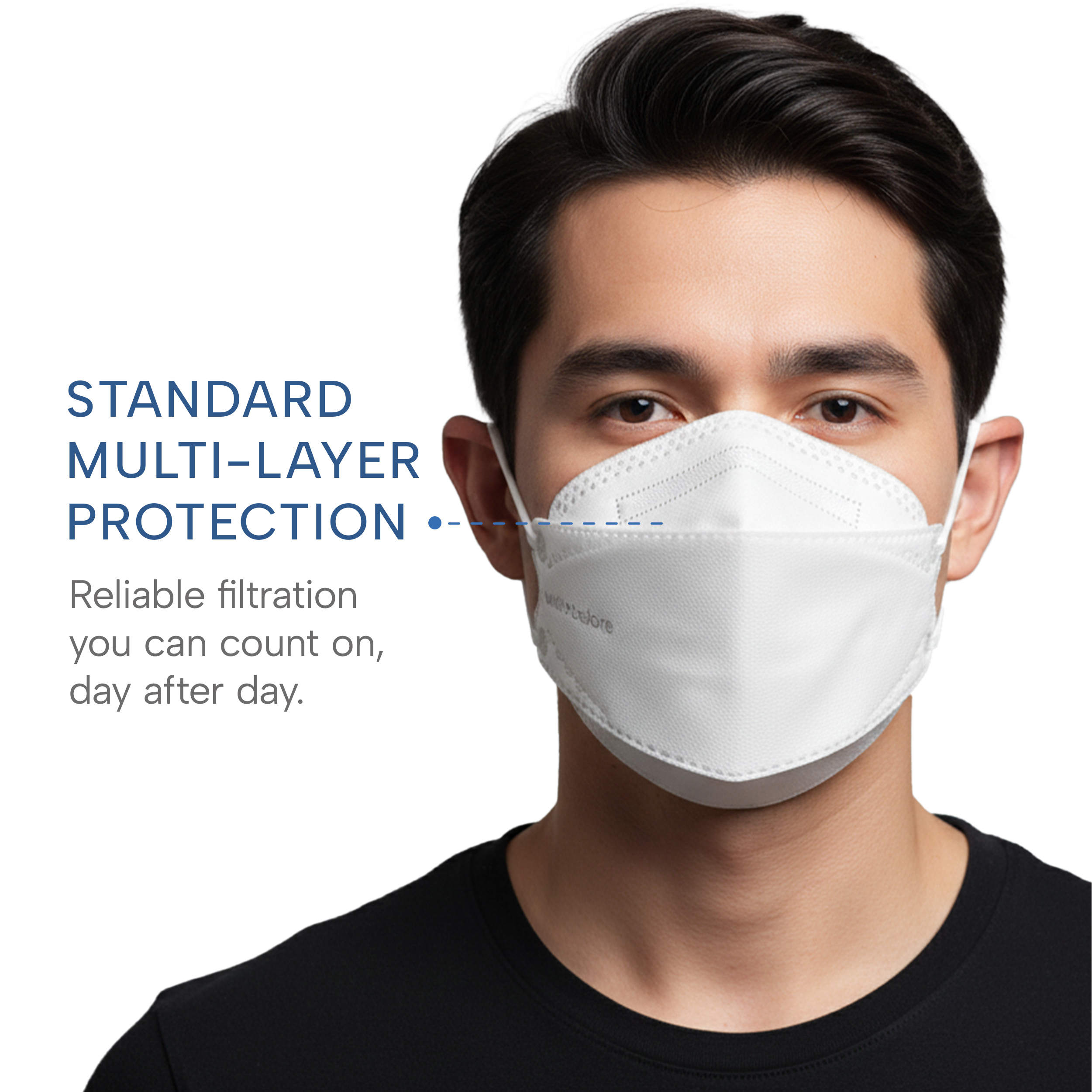 WellBefore Welcome Series KN95 3D Face Mask, White, Regular, Pack of 50