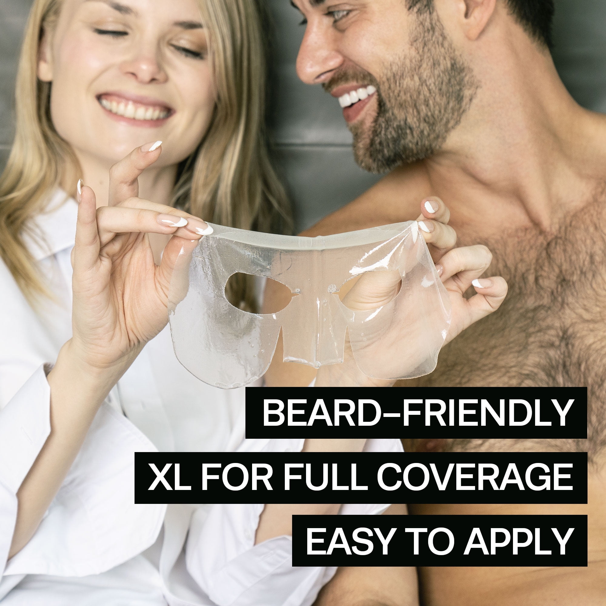 HOMMEFACE Revitalizing Hydrogel Facial Sheet Mask for Men, Hydrating, Anti-Aging, Soothing, with Hyaluronic Acid, Vitamins, Peptides, Beard-Friendly, 5 Count