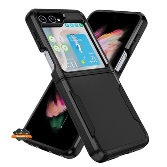 Phone Case Cover for Motorola Razr 2025 /2024 Hybrid Shockproof Rugged Heavy-Duty Dual Layer Rubber TPU PC Military-Grade Defender cover - Black