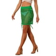 thumbnail image 4 of INSPIRE CHIC Women's Hollow Out Cover Up Skirt High Waist Tassel Crochet Knit Skirts Green M, 4 of 5