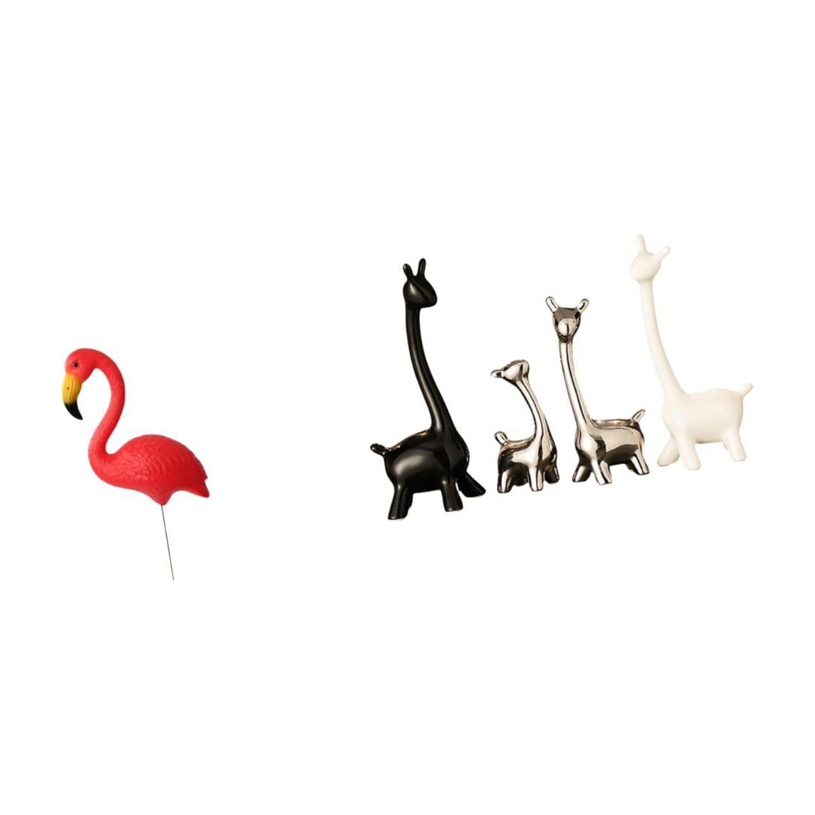 Miulika Bird Giraffe Statue Figurine Yard Art Ornament Flamingo Garden Stake Sculpture Ceramic Centerpiece Modern Creative Desk Office Bookshelf Bedroom Decor Holiday Spring