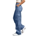 thumbnail image 2 of Goodtrade8 Women's Athletic Athletic Casual Solid Color Pants Straight Leg Cargo Casual Trousers with Pockets, 2 of 10