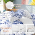 thumbnail image 2 of Queen 4 Piece Bedding Set Retro Blue Eucalyptus Leaves Soft Breathable Duvet Cover and Pillowcase, Watercolor Botanical Duvet Cover Set Bed Sheets for Bedroom Dormitory Guest Room, 2 of 9