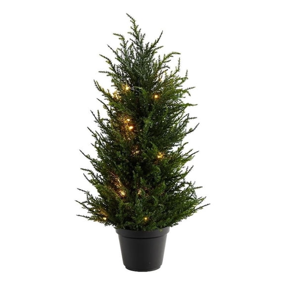 Nearly Natural 18in. Cedar Artificial Tree with LED Lights UV Resistant (Indoor/Outdoor)