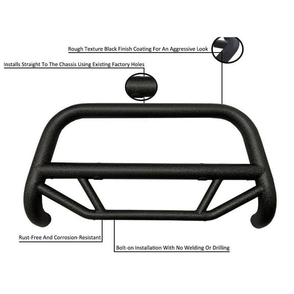 Black Horse Off Road Max T Bull Bar Textured Black Steel Mbt Mf712