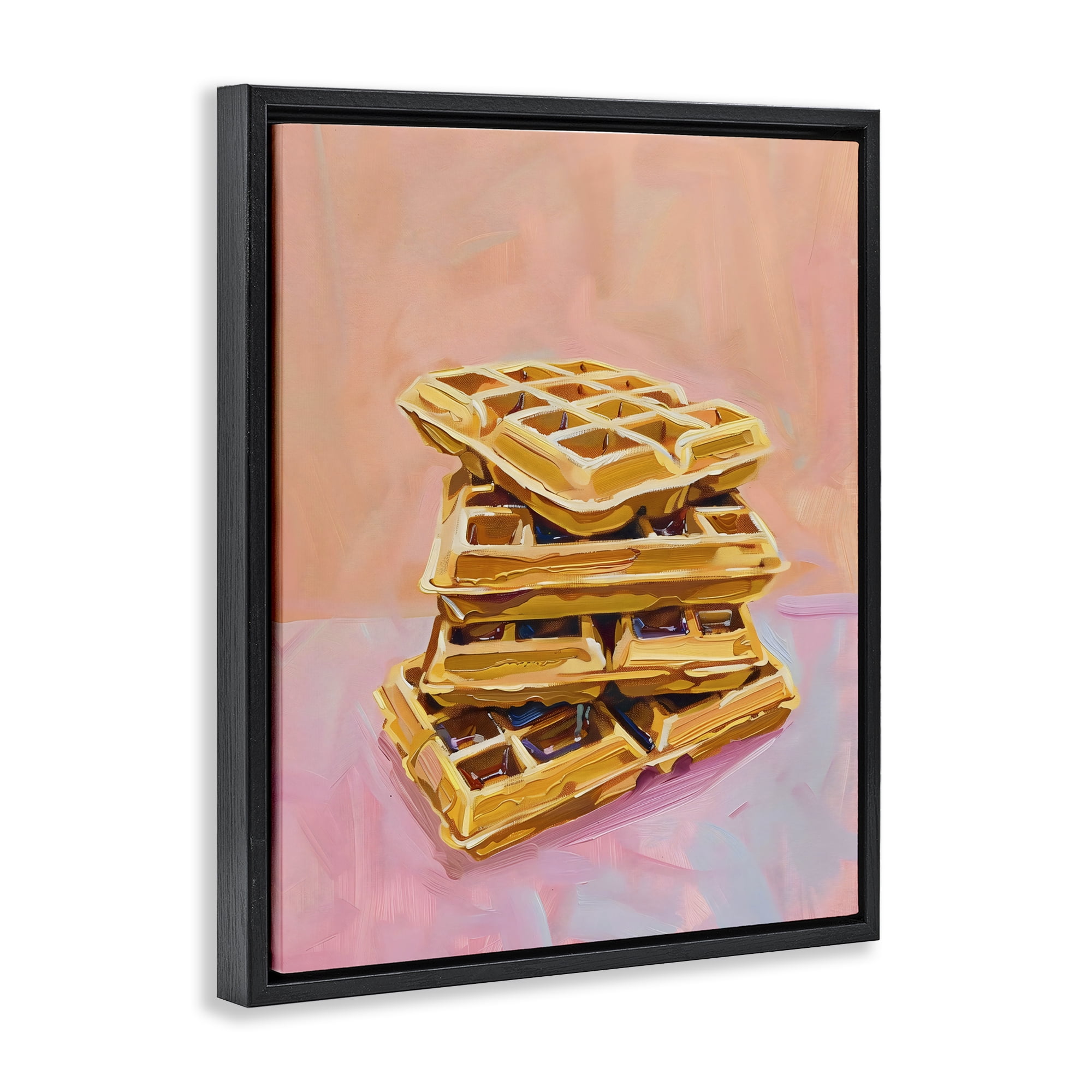 Stupell Industries Stack of Fluffy Waffles Black Framed Floater Canvas Wall Art, design by The Prints Vibe