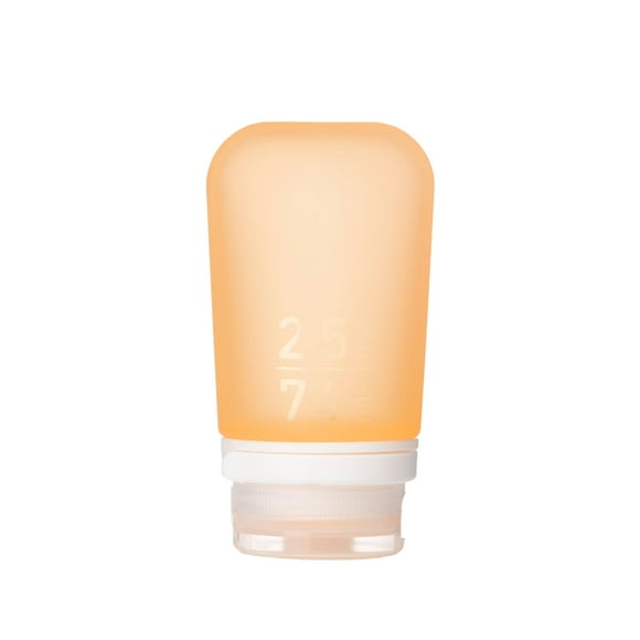Botella de viaje humangear GoToob+ Medium 74 ml de silicona naranja