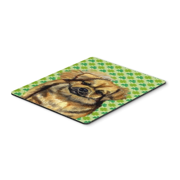 "Tibetan Spaniel St. Patricks Day Shamrock Portrait Mouse Pad Hot Pad or Trivet"