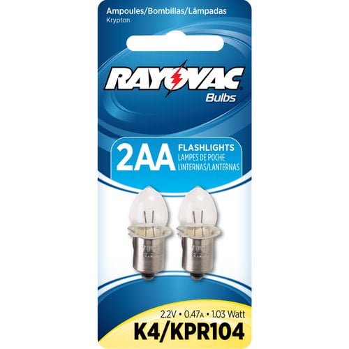 Rayovac K4 Krypton Replacement Flashlight Bulbs, 2 Pack, KPR104