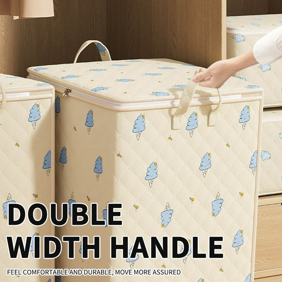 Zippered Storage Bags Plastic Clothes Containers Fabric Blanket Organizer Large Storage Bins with Handles for Bedding Sheets Closet Blankets Toys