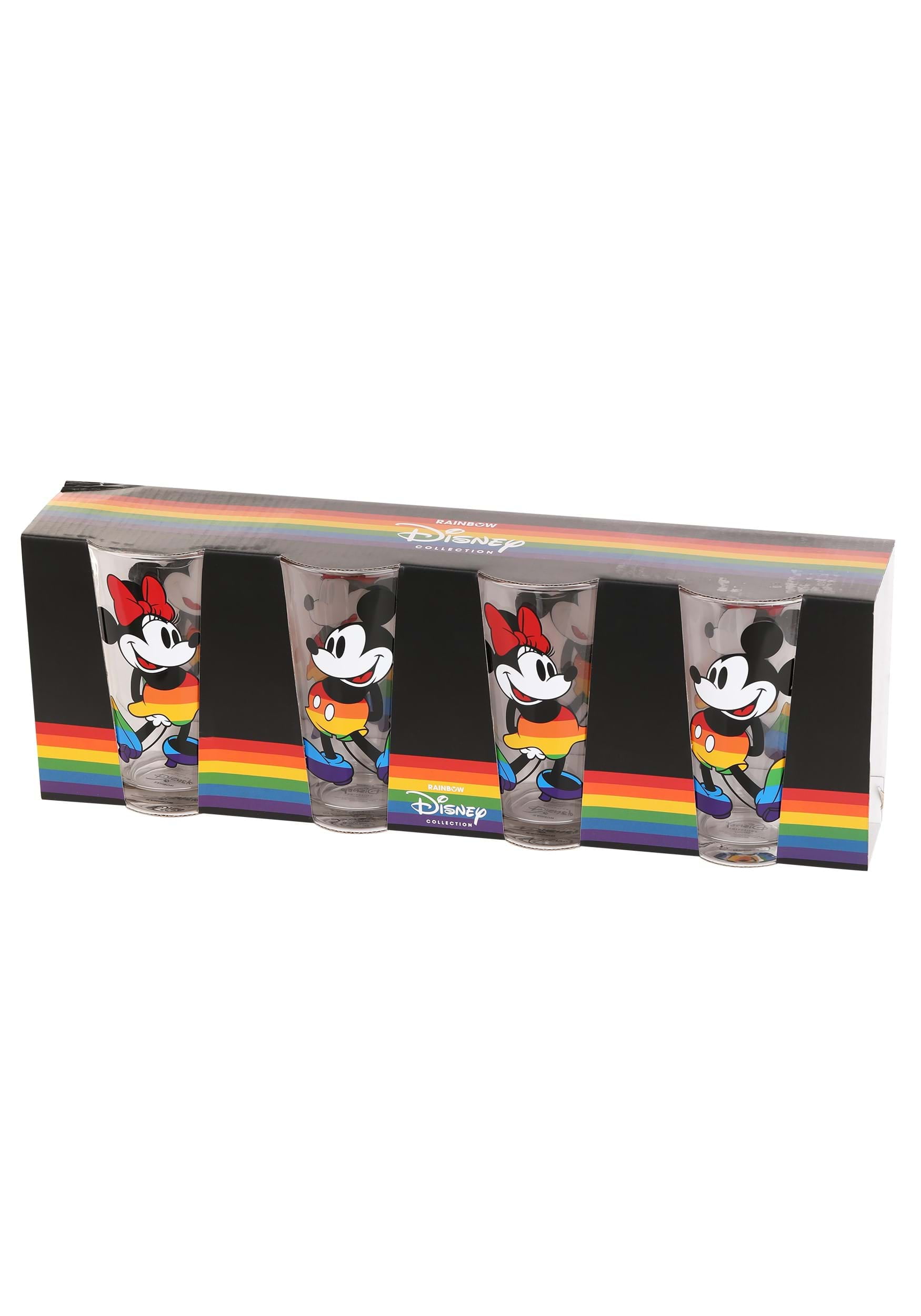 Disney Mickey & Minnie Rainbow 4 Pack Pint Glasses