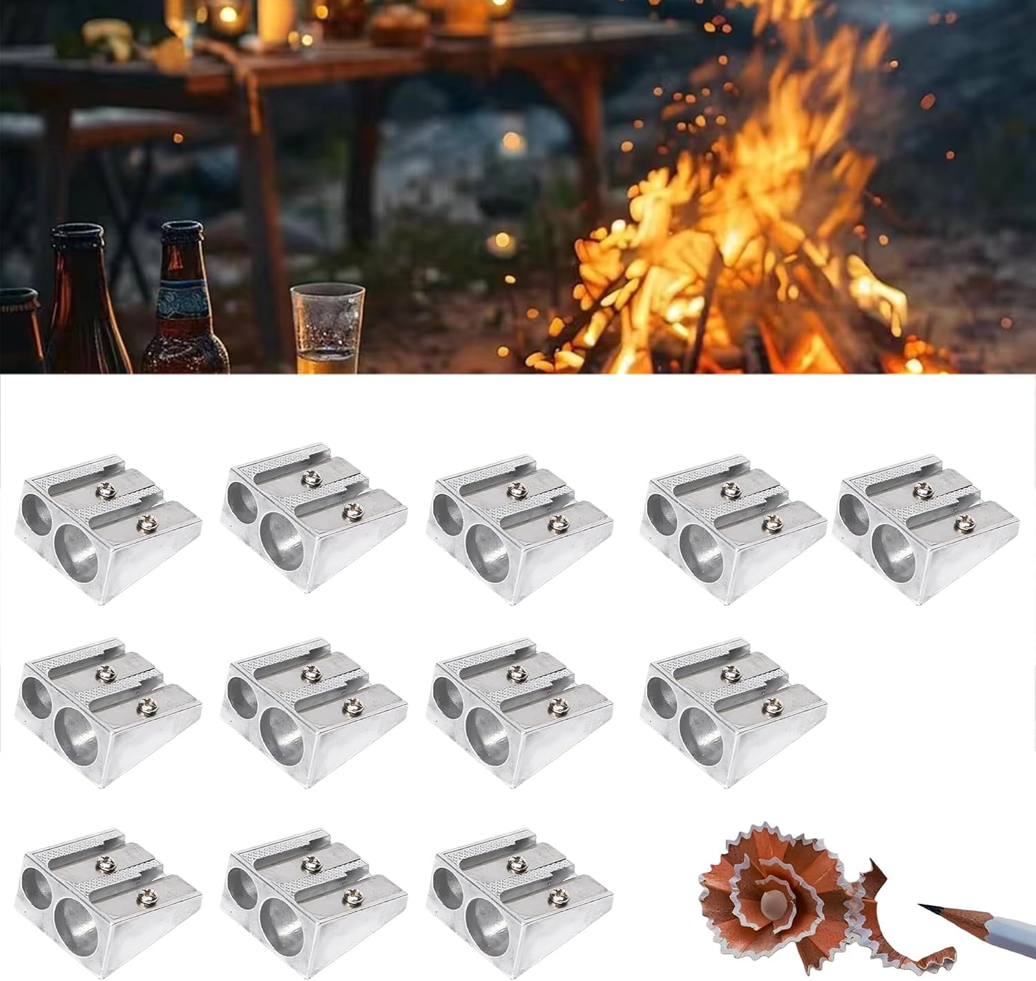 Magnesium Manual Pencil Sharpener:Magnesium Pencil Sharpener,Metal Pencil Sharpener,2024 New 2-Hole Pencil Sharpener Magnesium Alloy,Magnesium Pencil Sharpener Survival,Fast Light Fire (36Pcs)