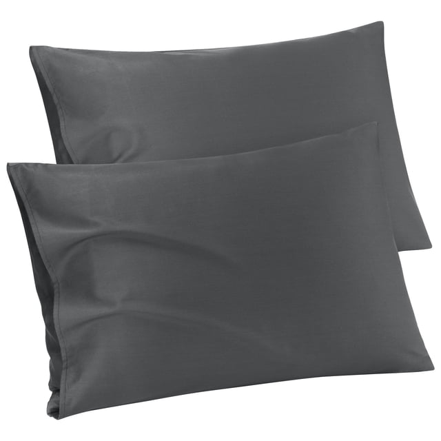 Funda de Almohada de 100% Algodón, Juego de 2 Suaves Transpirables Fundas Almohada con Cierre de Sobre, Fundas para Almohada para Dormitorio Hotel Moderno - Gris Oscuro, 51x91cm