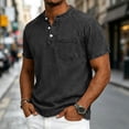 thumbnail image 7 of ZCFZJW Distressed Henley Shirts for Men Vintage Classic Fit Short Sleeve 1/4 Button V Neck Washed Denim T-Shirts Retro Acid Wash Solid Tee Top with Pocket, 7 of 7