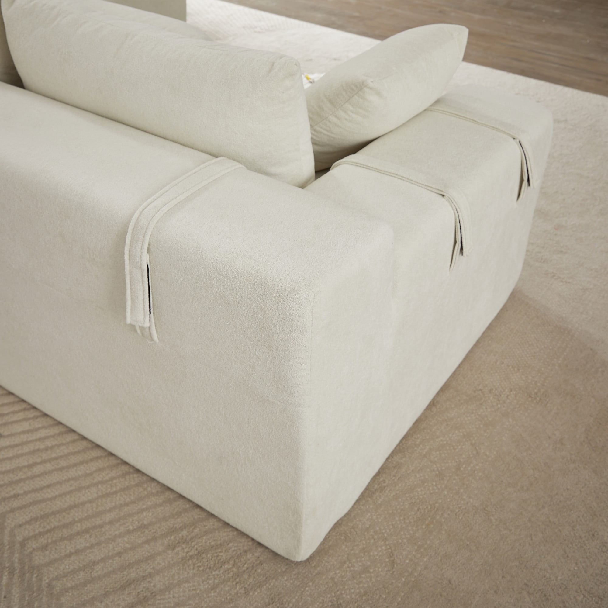 Modern Upholstered Sectional Sofa Couch,108" L Shaped Chenille Modular Free Combination Sofa Couch With 6 Pillows for Living Room,Bedroom,Right Chaise,Beige
