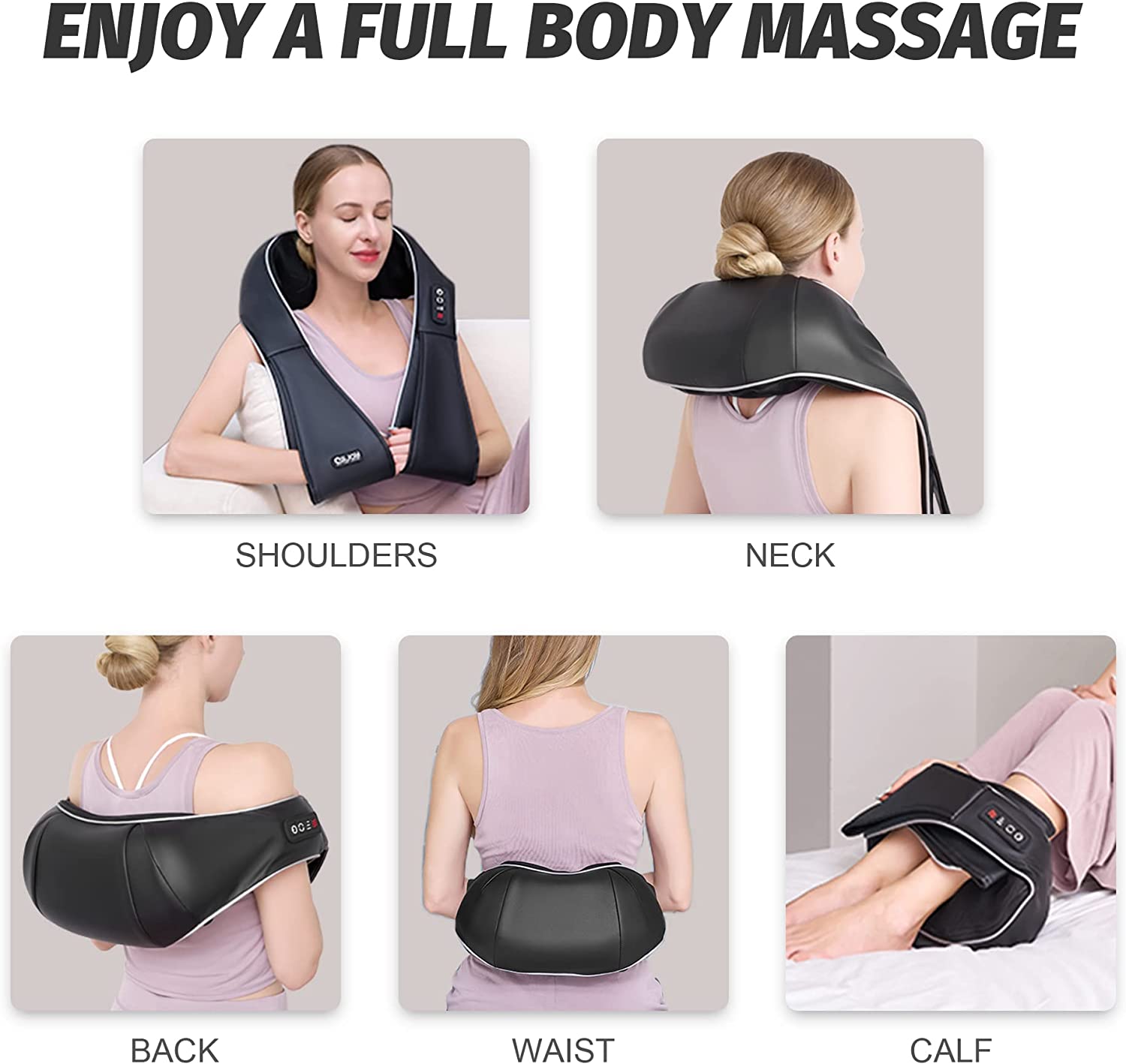 Shiatsu Back and Neck Massager with Heat，Electric Deep Tissue 3D Kneading Massage Pillow for Shoulder, Legs, Foot and Body, Relax Gifts for Women Men Mom Dad - image 5 of 5