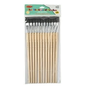 Charles Leonard Long Handle Easel Brush, Size 18, Natural Bristle, Flat, Pack of 12