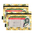 thumbnail image 2 of ALAZA 2 Pack Pencil Pouch Flowers on Checkered Pattern Pencil Case for 3 Ring Binder Clear Window Pencil Bag Organizers, 2 of 6