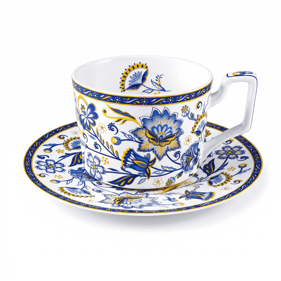 LanHong 8.5 Ounces Tea Cup and Saucer Set Floral Coffee Cup with Saucer Bone China Teacup and Saucer Set Gift for Mom Friend Tea Party