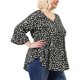 thumbnail image 2 of Women's Plus Size Blouse V Neck 3/4 Ruffle Sleeve PolDots Peplum Top Black 3X, 2 of 7