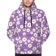 thumbnail image 4 of KLL Daisies Flowers Print Mens Hoodie Long Sleeve Casual Pullover Hooded Sweatshirt Fashion Drawstring Hoodies with Pocket-Small, 4 of 6