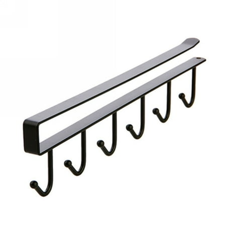 

BCLONG 6 Hooks Cup Holder Hang Kitchen Cabinet Under Shelf Storage Rack Organizer Hook