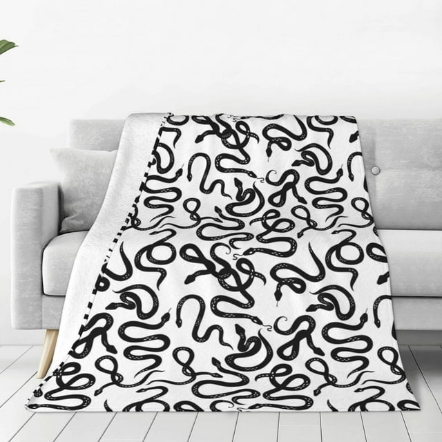 Balery Hand Drawn Snake Manta de Felpa Suave y Acogedora – Cobija de Franela Aterciopelada para Cama, Lavable y Cálida para Sofá, Mascotas, Transpirable-50"x40"
