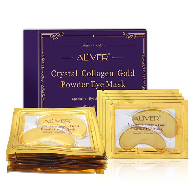 Mascarillas de colágeno para ojos con oro, reduce bolsas, ojeras y arrugas, hidratación profunda, 10 pares por caja, ideal para todo tipo de piel.