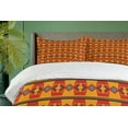 thumbnail image 4 of Ambesonne Aztec Duvet Cover Sets, Warm Tones Geometrical Art, 2-Queen, Vermilion Marigold Blue, 4 of 7