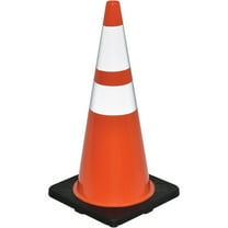 Global Industrial 28"" Traffic Cone Reflective Black Base 7 lbs.