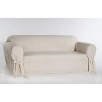Cotton Twill One Piece Sofa Slipcover in Natural