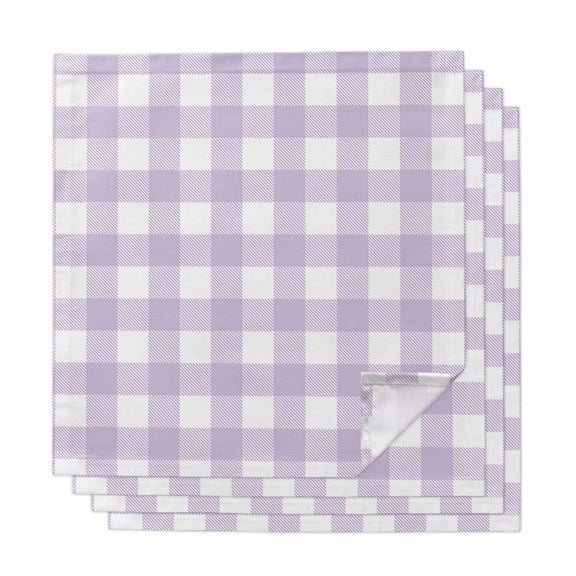 Plaid Purple Rural Style, Cloth Napkins, Rural Abstract Geometric Lattice Washable and Reusable Dinner Napkins Set of 4, Table Napkin for Kitchen Party Birthday Wedding Hotel Housewarming 20"x20"
