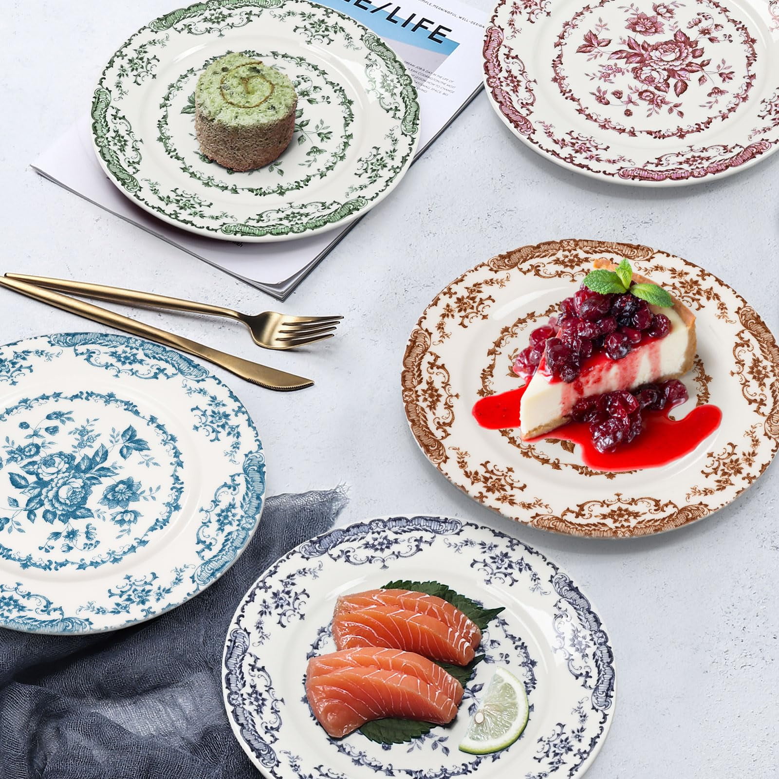 Blue floral plates hot sale