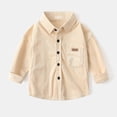 thumbnail image 3 of Binhe Kids' Thermal Shirt Boys Autumn Long Sleeve Solid Color Corduroy Shirt Fashion Long Sleeve Jacket Solid Color Collar Shirt with Buttons Comfortable and Loose, 3 of 5