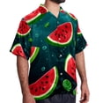 thumbnail image 2 of Watermelon Men's Hawaiian Shirt, Button Down Poplin Short Sleeve Casual Summer Beach Printed Unisex Shirts, 2 of 6