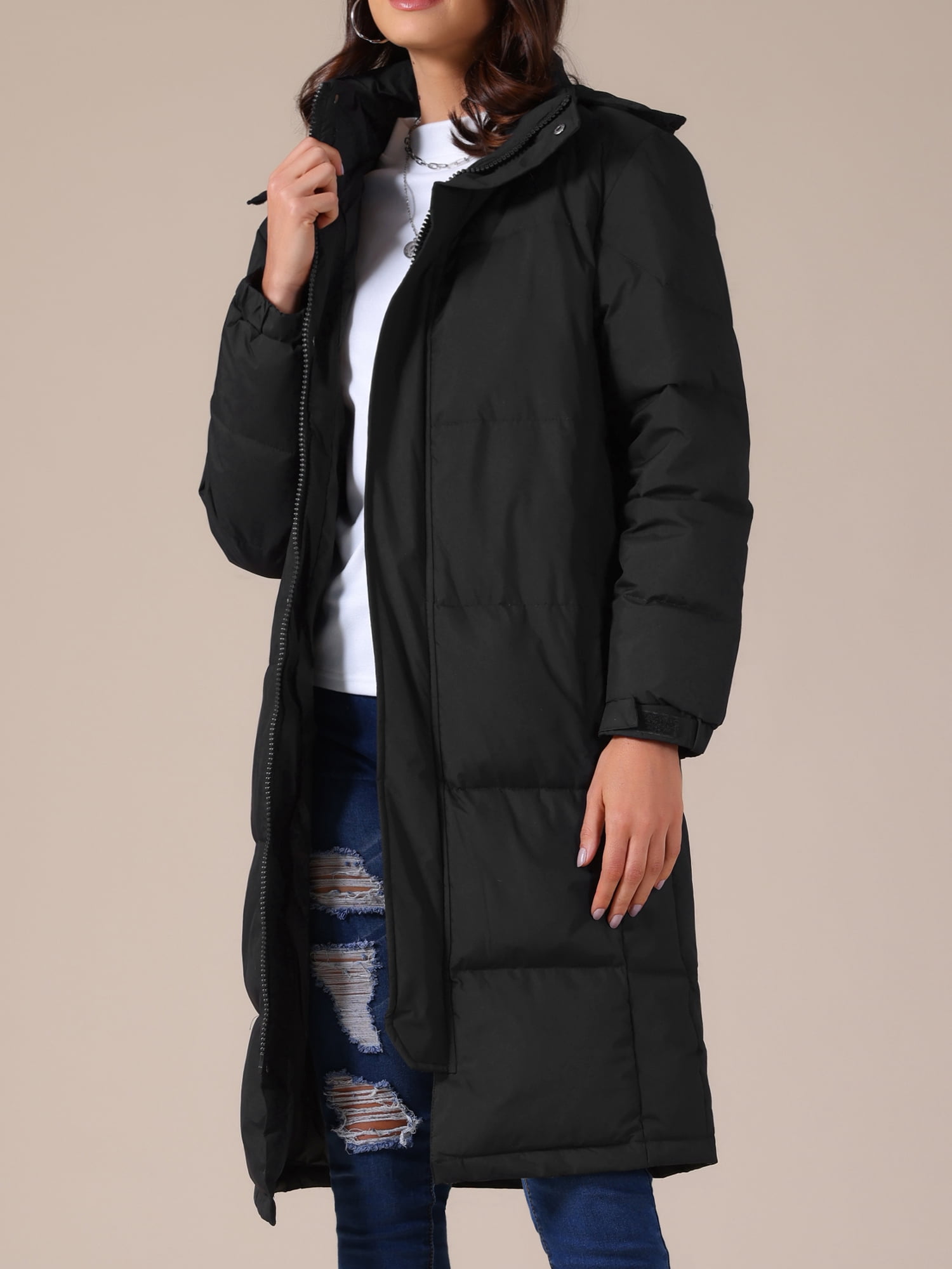 DARING DIVA Women's Warm Parka Down Hooded Outwear Thicken Puffer Coat XL Black