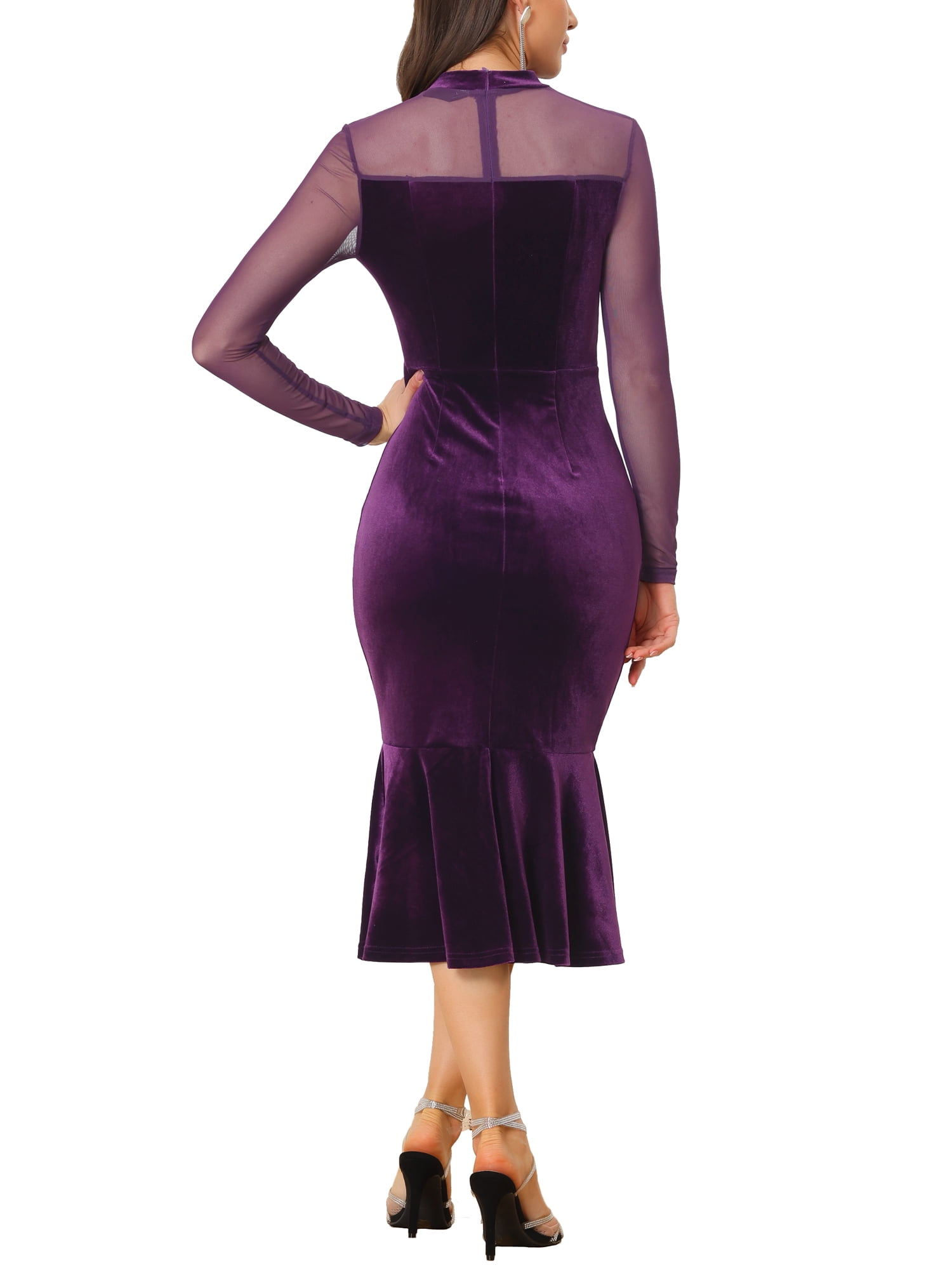 chinese dress ladies Alondra Ruched Velvet Front Slit Mermaid Dress main image 0