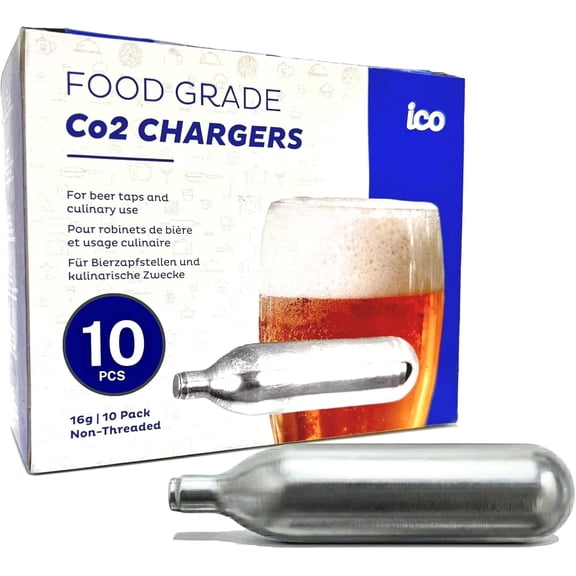 C02, 10pcs, 16g CO2 Cartridges Non-Threaded, Food Grade CO2 Cartridges for Kegs and Beer Dispensers
