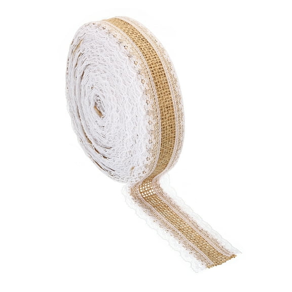 Uxcell 1" Wide 11 Yards Burlap Fabric Ribbon, Natural Wrapping Wired Jute Lace Crafts Roll Floral Sided for Decoration
