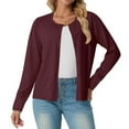 thumbnail image 6 of UVEASISHA Women's Bolero Shrug Long Sleeve Cropped Cardigan Open Front Casual Elegant Jacket for Dresses Wine S, 6 of 8