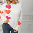 thumbnail image 4 of Htigea Womens Sweaters Cute Heart Graphic Pullover Crewneck Long Sleeve Tops Fall Winter Casual Knit Sweater White S, 4 of 9