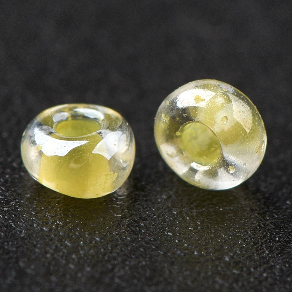 11/0 Grade A Round Glass Seed Beads Transparent Inside Colours Luster Plated Lemon Chiffon 2.3x1.5mm Hole: 1mm about 48500pcs/pound