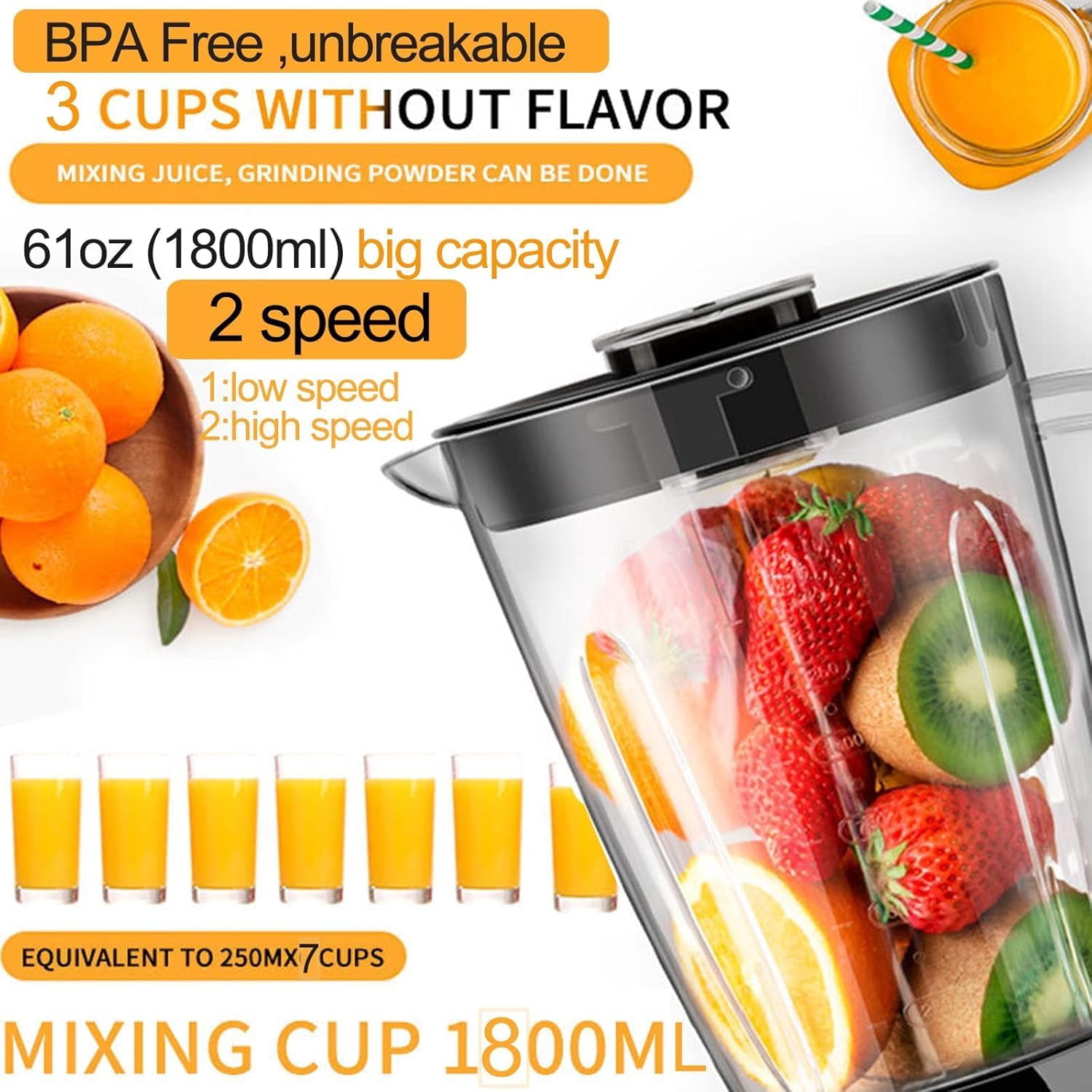 4 in 1 Blender and Food Processor Combo, 600W High Speed Electric Mixer for Shakes, Chopping, Grinding, 3 Cups with Filter