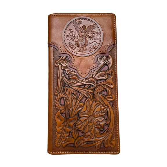 Floral Long Wallet Brown Dark Brown 50 Pesos