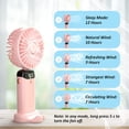 thumbnail image 3 of 5 velocidades Potente ventilador de escritorio con base, tiempo de funcionamiento máximo de 12 horas, cordón ajustable y soporte Ventilador de enfriamiento manos libres - Rosa Shuxiu Wang 8390615144162, 3 of 5