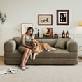thumbnail image 6 of 78" Folding Convertible Sofa Bed, Corduroy Oversized Upholstered Boneless Couch with 2 Pillows and L-Shanpe Armrest, Modular Sectional Sofa for Living Room, Bedroom, Camel, 6 of 9