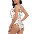 thumbnail image 4 of Sikiie Fall Squirrel Print Women One Piece Swimsuits Tummy Control One Shoulder Bathing Suits Ruffle Swimwear, From S to XXL-Small, 4 of 6