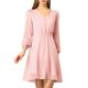 thumbnail image 1 of INSPIRE CHIC Vestido de Chiffon Rosa de Media Manga con Escote en V y Corte A-Line para Mujeres, 1 of 7